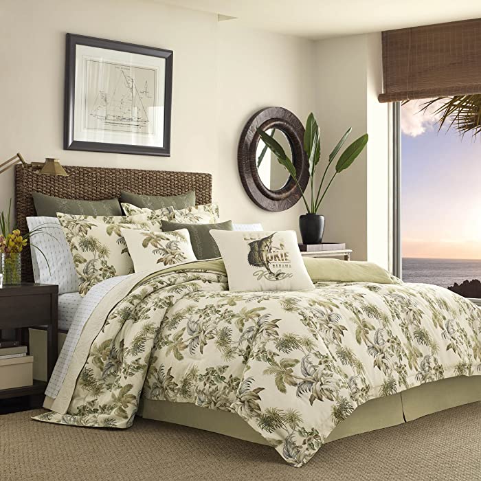 Tommy Bahama - Nador Collection - Comforter Set - 100% Cotton, Ultra-Soft Bedding with Matching Shams & Bedskirt, Machine Washable Easy Care, King, Beige