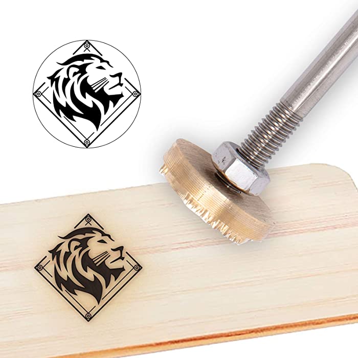 OLYCRAFT Wood Branding Iron Custom Logo 1.2” Leather Branding Iron Stamp BBQ Heat Stamp with Wood Handle for Woodworking and Handcrafted Design - Lion