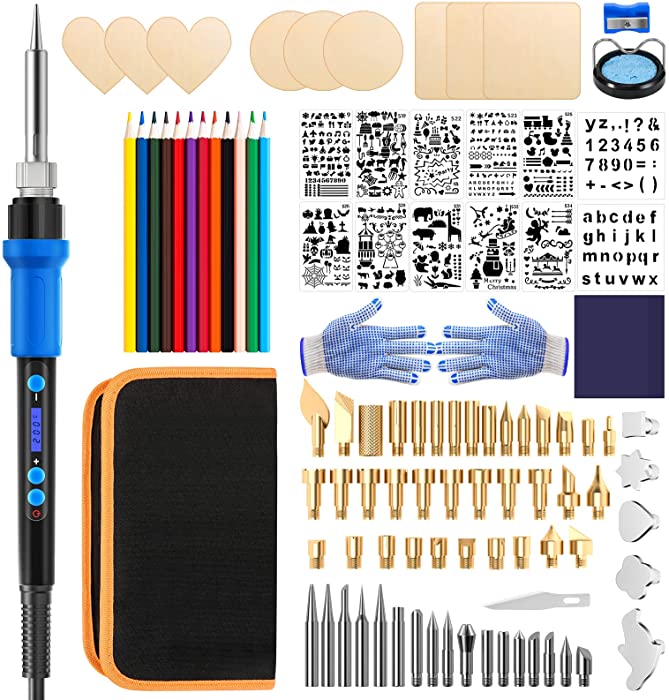 Wood Burning Kit,109 Pcs Professional Wood Burning Tool with Adjustable Temperature 392°F~932°F Wood Burning Pen for woodburning Embossing Carving Soldering