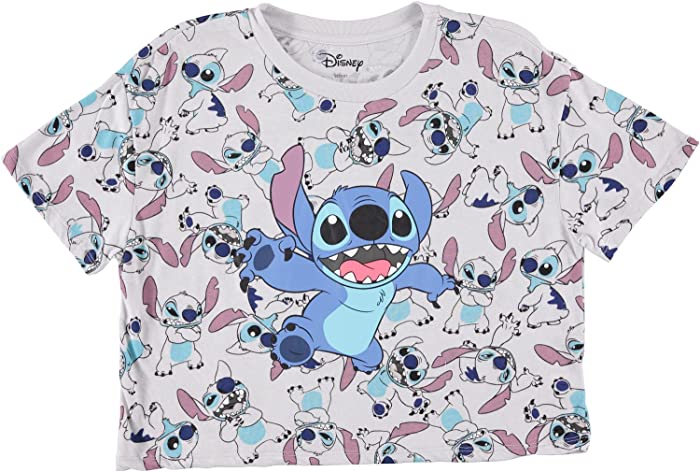 Disney Ladies Lilo and Stitch Shirt - Ladies Classic Lilo and Stitch Lilo and Stitch Allover Print Crop Top