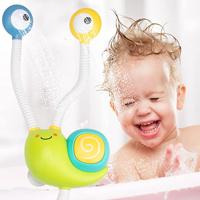 wonuu Snail Baby Bath Toys Baby Shower Toy Sprinkler Bathtub Tub Water Toys Cute Baby Bath Shower Head Toy for Kids Girls Boys Gifts