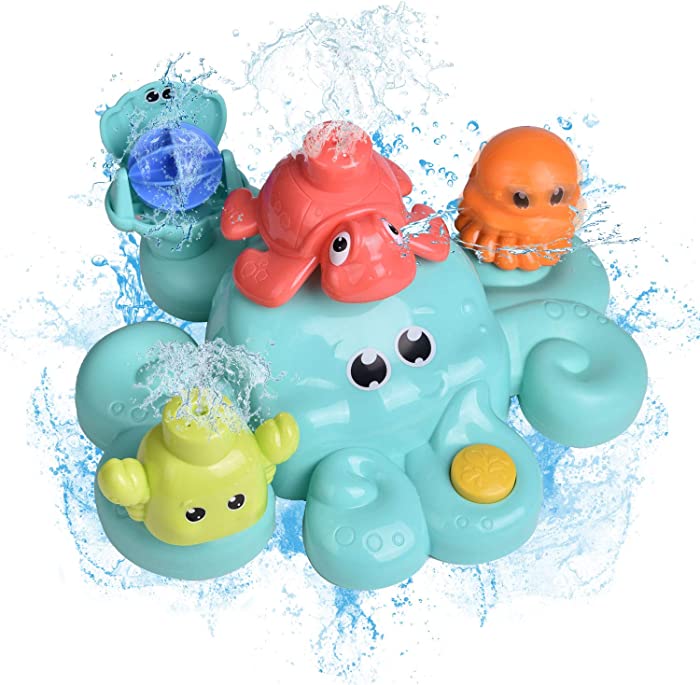 FUN LITTLE TOYS Bath Toys for Toddlers, 5 PCs Bath Tub Toys Set, Spray Water Toys for Kids, Best Gifts for Boys & Girls