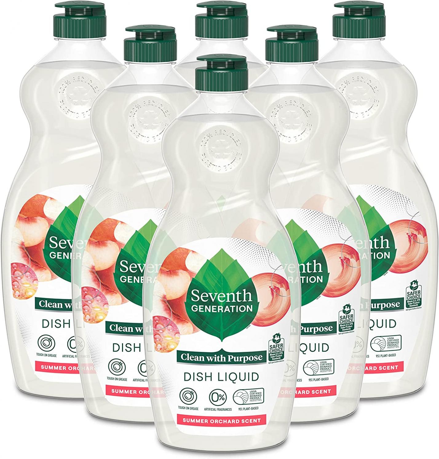Seventh Generation Dish Soap Liquid Summer Orchard Scent, 19 fl oz, Pack of 6