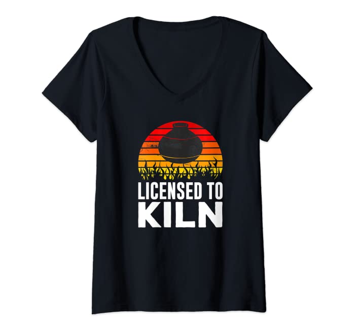 Womens Licensed To Kiln Pottery V-Neck T-Shirt