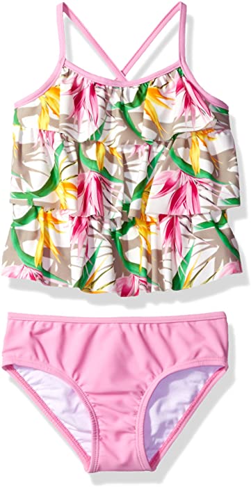 Tommy Bahama Girls' Flounce Ruffle Tankini Two Piece Bikini Set
