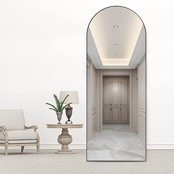 RACHMADES Full Length Mirror 65"x22", Arched Body Mirror, Floor Mirror with Stand, Wall Mirror Standing Hanging or Leaning Against Wall for Bedroom, Sleek Arched-Top Mirror, Modern Full Length Mirror