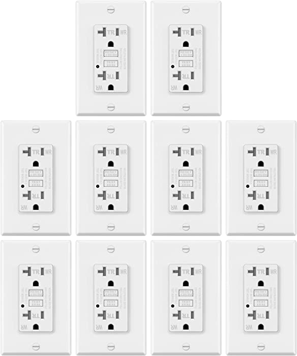 10 Pack – ELECTECK 20A GFCI Outlets, Weather Resistant (WR) Outdoor GFI with LED Indicator, Tamper Resistant (TR) Ground Fault Circuit Interrupter, Commercial and Residential Use, ETL Certified, White