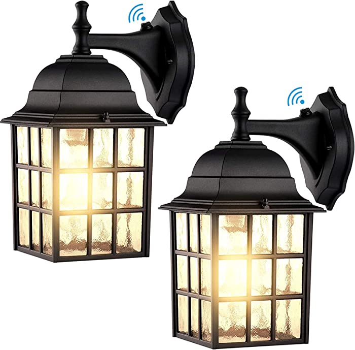 Ralbay 2 Pack Dusk to Dawn Outdoor Lighting, Outdoor Sensor Lantern Waterproof Outdoor Wall Sconce, Front Porch Lights Black (Bulbs Excluded)