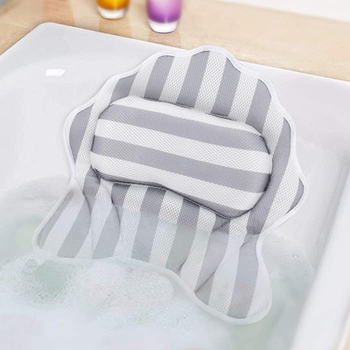 Bath Pillow for Women & Men, Ergonomic Bathtub Cushion for Neck, Head & Shoulders