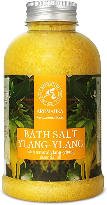 Bath Salt Ylang 21.16 Ounces - Natural Sea Salt with Ylang Ylang Essential Oil - Best for Baths - Good Sleep - Relaxing - Body Care - Beauty - Aromatherapy