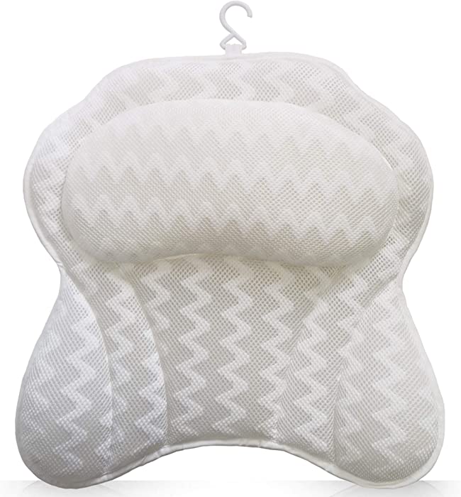 Bathtub Pillow, Ergonomic Bath Pillows for Tub Neck and Back Support Luxury Bath Tub Pillow Rest 3D Air Mesh Breathable Bath Accessories for Women & Men Fits All Bathtub, Hot Tub, Jacuzzi and Home Spa