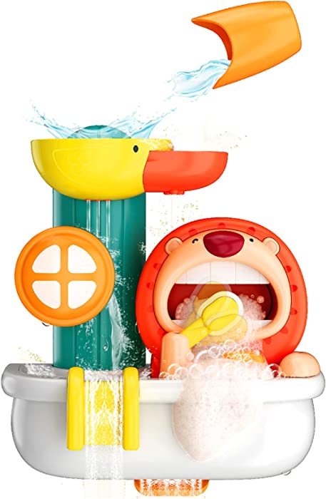 Toddler Bath Toys, No Mold Baby Water Toys, Kids Bathtub Toys with Four Strong Suction Cups, Bath Bubble Maker for Infant, Educational Brushing Toys, A Good Partner for Babies' Bath Time