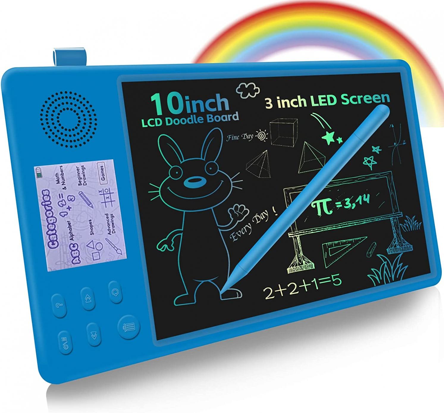 LCD Writing Tablet Doodle Board: Kids Drawing Pad with Dual Screen 10inch Portable Toddler Painting Tablet Colorful Learning Educational Toys Gifts for Boys Girls Ages 3-8 Year Old