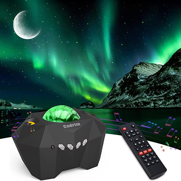 Cadrim Star Light Projector Aurora with Moon, LED Laser Starry Projection Built-in Bluetooth Speaker and Remote Multi-Color Night Lamp for Bedroom, Home Theater, Game Room and Mood Ambience