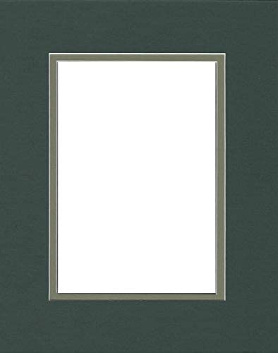 16x20 Double Acid Free White Core Picture Mats Cut for 11x14 Pictures in Pine Green and Moss Green
