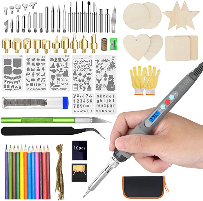 SMART CARRIE Wood Burning kit, Professional Wood Burning Tool with Soldering, DIY Creative Tools Adjustable Temperature Wood Burner Soldering Pen for Embossing/Carving/Soldering & Pyrography