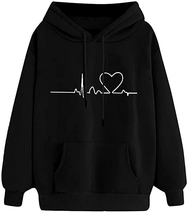Valentine's Day Shirt for Women Cute Heart Graphic Tops Casual Long Sleeve Shirts Solid Color Loose Pullover