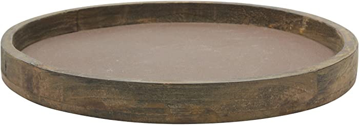 Stonebriar Rustic Natural Wood and Metal Candle Holder Tray, Home Decor Accessories for the Coffee Table and Dining Table, Brown, Large