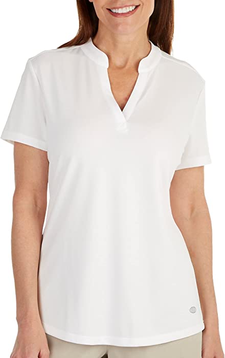 Reel Legends Womens Freeline Solid Mandarin Short Sleeve Top X-Large White