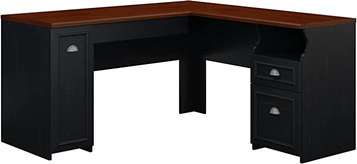 Bush Furniture Fairview L Shaped Desk in Antique Black
