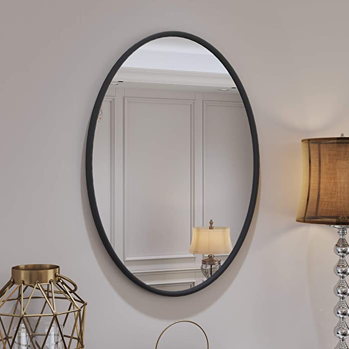 Black Oval Bathroom Mirrors - 20“ X 28” Metal Frame Wall Mirror