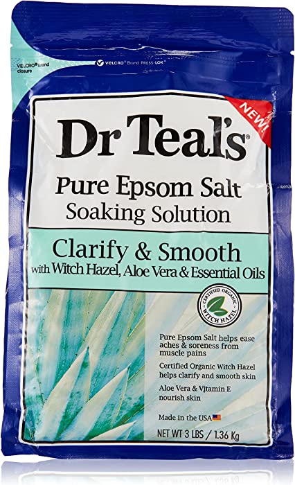 Dr Teal's Pure Epsom Salt, Clarify & Smooth with Witch Hazel & Aloe Vera, 3lbs