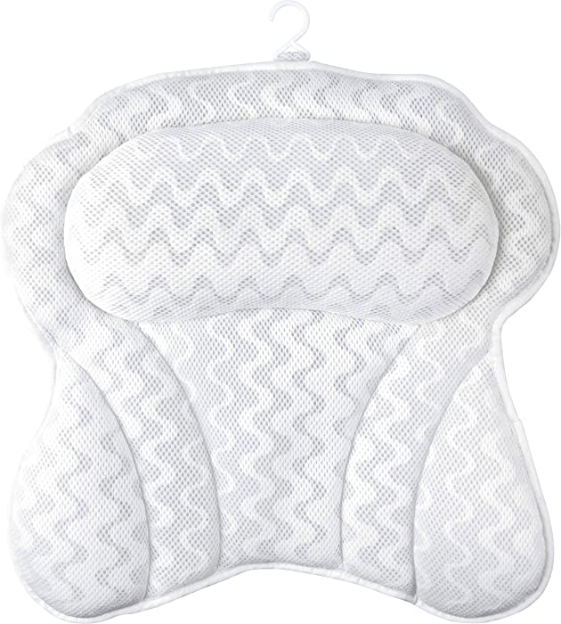 Sierra Concepts Bath Pillow for Bathtub, Spa, Headrest, Back, Neck, Shoulder, Tub - Soft Bathing Pillows with Strong Grip Suction Cups, Heavenly