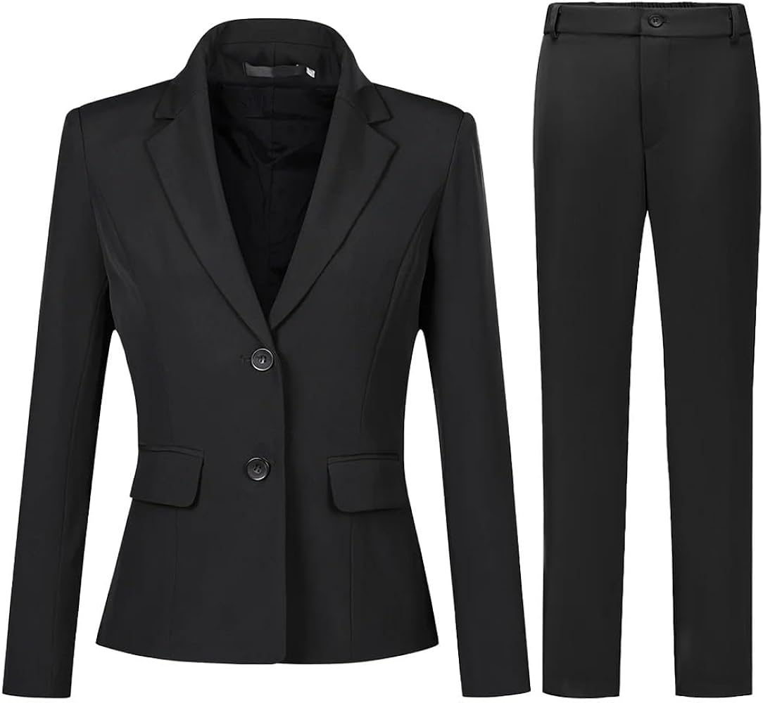 YUNCLOS Women’s Formal Two Piece Office Lady Suit Set Work Blazer Jacket Pant