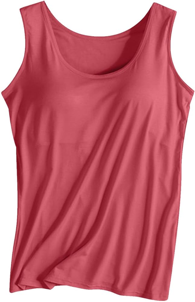 Lastesso Loose Tank Tops for Women Trendy Crewneck Sleeveless Shirts with Built in Bra Comfy Summer Homewear Clothes