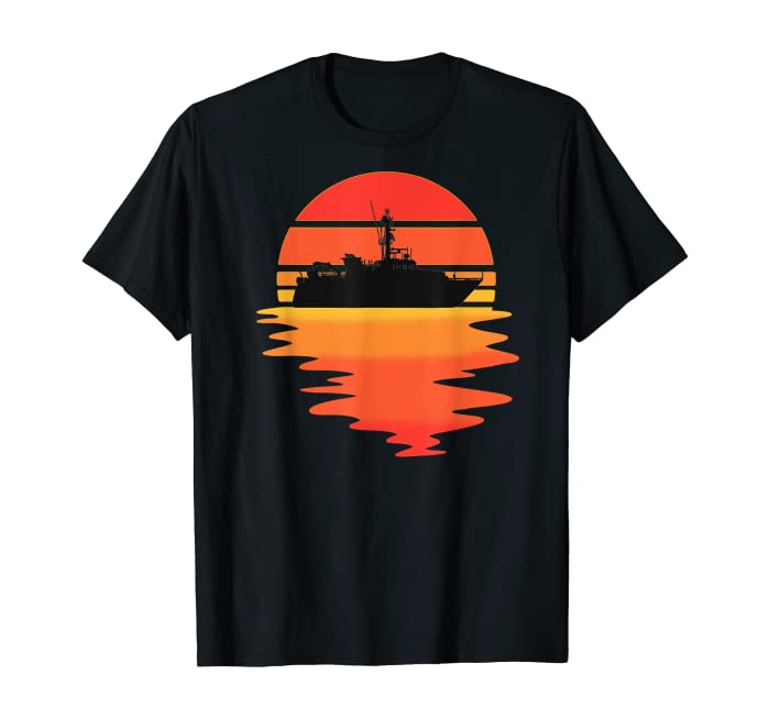 Retro Ship - Cool Water Sunset Coast Guard Lover Gift T-Shirt
