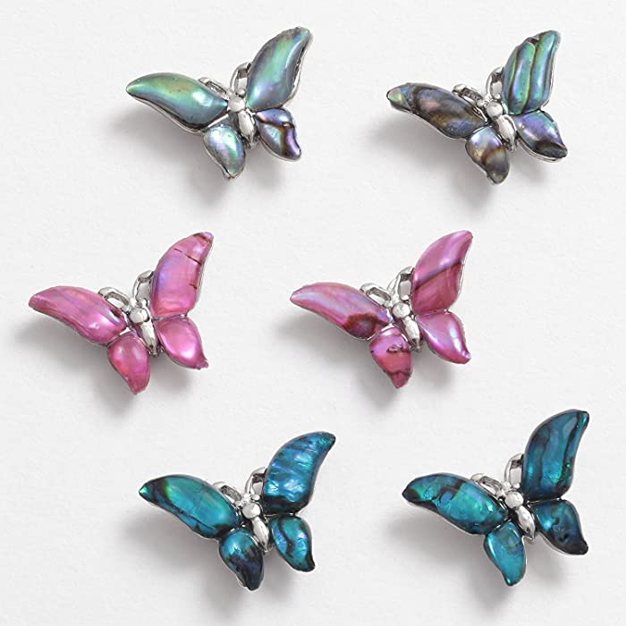 Talbot Fashion Inlaid Paua Shell Butterfly Stud Earrings ~ 3 Colours ~ One Card of Two Earri.