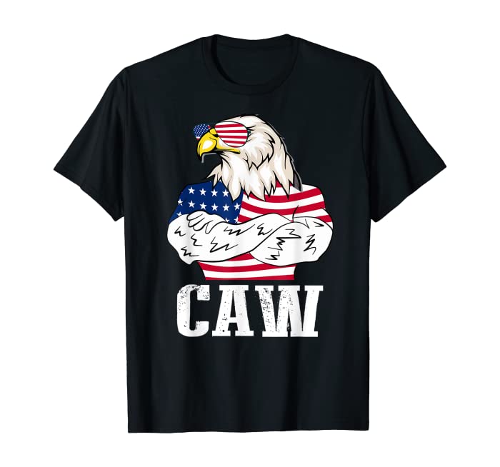 Patriotic Bald Eagle Caw 4th of July American Flag Men Women T-Shirt