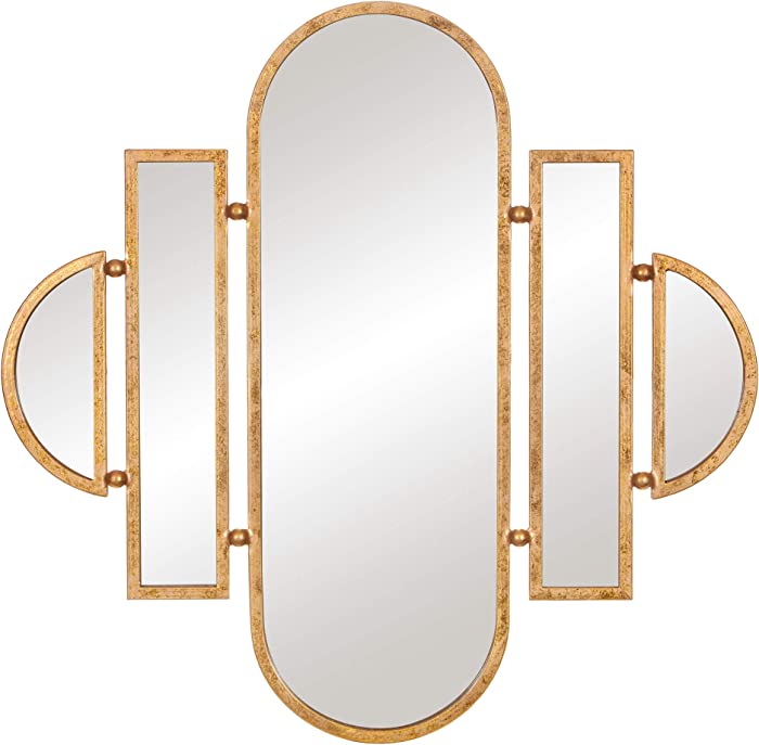 Patton Wall Decor 30x31 Antique Gold Geometric Oval Vanity Wall Mounted Mirrors