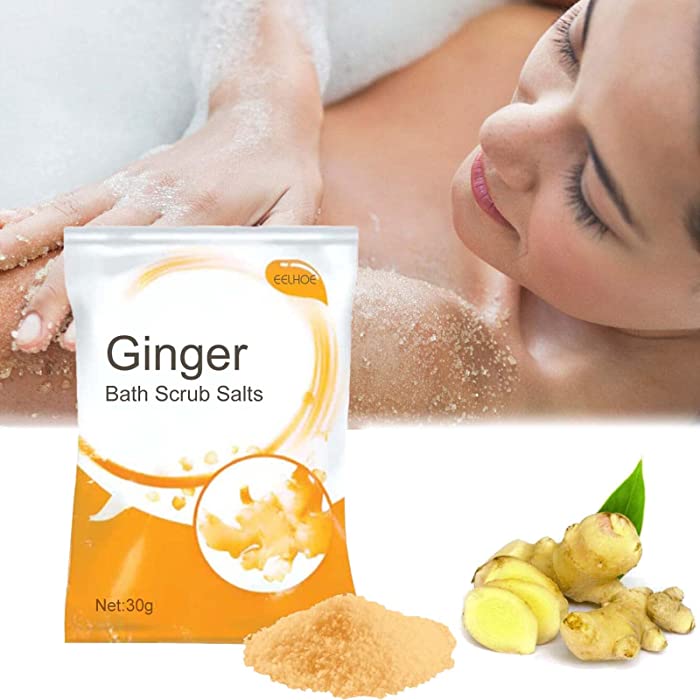 Lymphatic Detox Ginger Bath Scrub Salts, Ginger Bath Salts, Exfoliating Scrub Bath Salt (1 Pack)