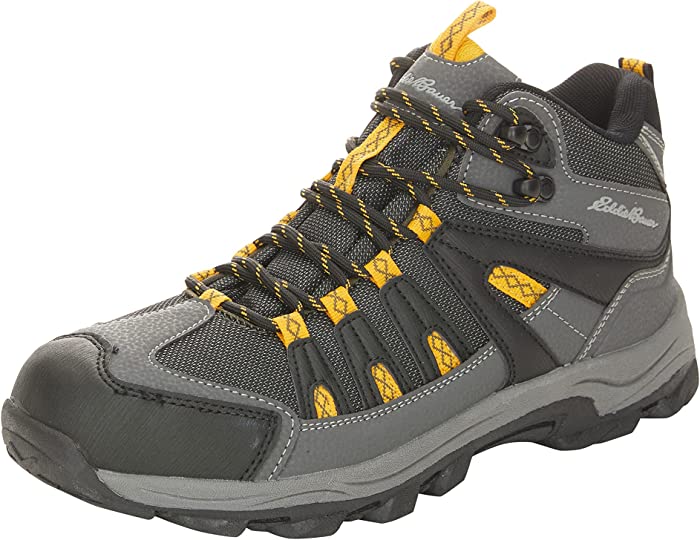 Eddie Bauer Rainer Hiking Boots for Men | Water Resistant, Multi-Directional Lug Pattern Burly & Rugged Design Rubber Traction Outsole Cushioned Footbed