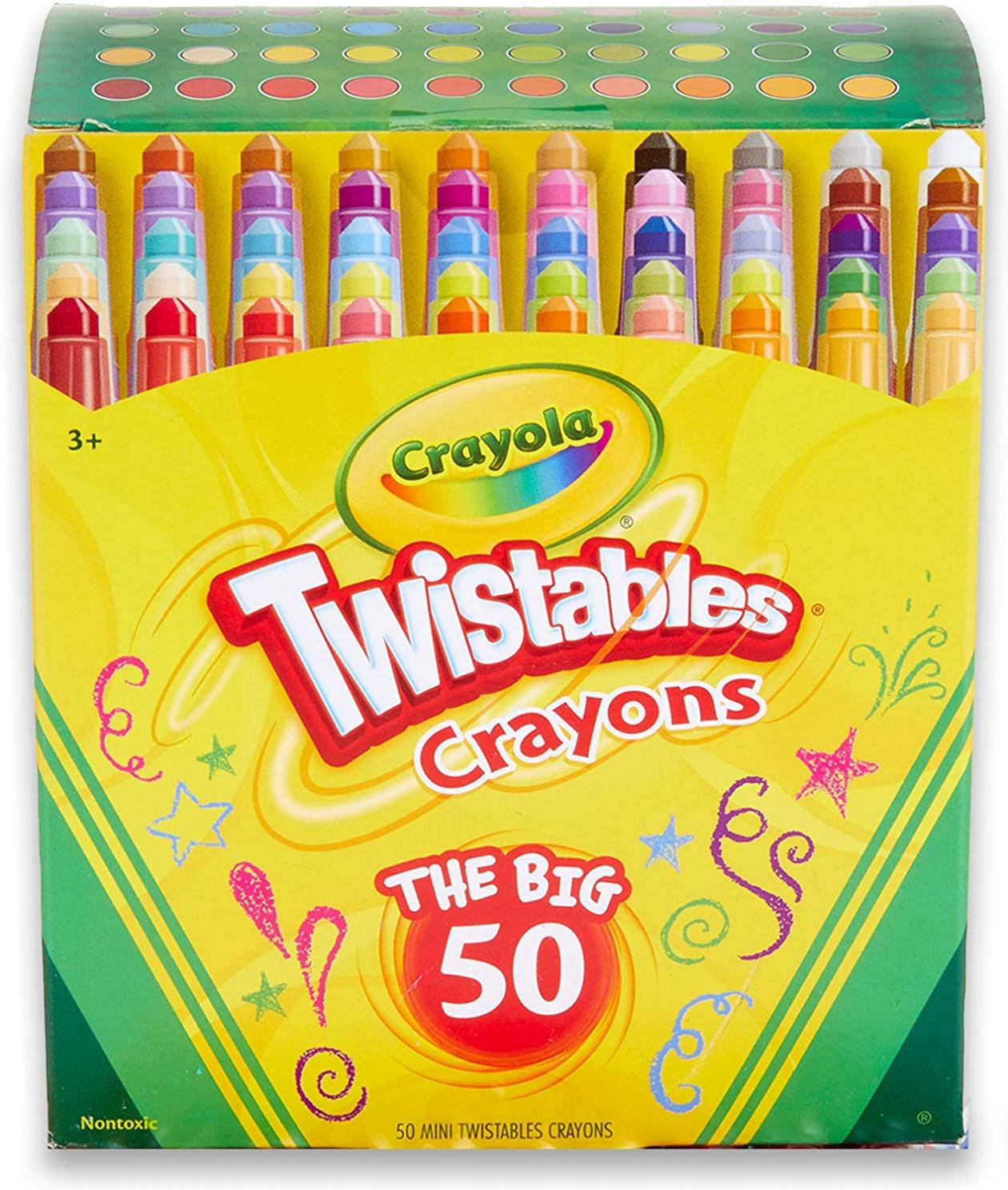 Crayola Mini Twistables Crayons Coloring Set (50 Count), Stocking Stuffers, Gifts for Kids Ages 3+