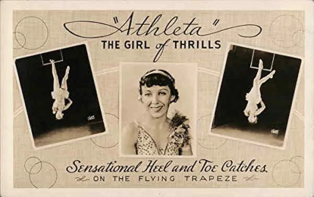 Multi-View Athleta on trapeze Circus Original Antique Postcard