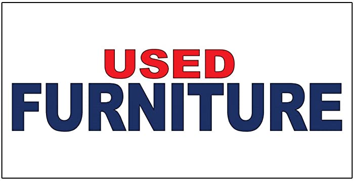 Used Furniture Red Blue DECAL STICKER Retail Store Sign Sticks to Any Surface