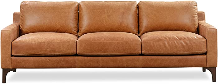 POLY & BARK Sorrento 85" Sofa in Full-Grain Pure-Aniline Italian Tanned Leather in Cognac Tan