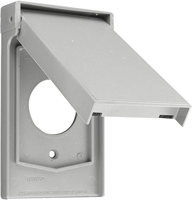 Leviton 4980-GY 1-Gang Single 20A or 30A Locking Receptacle Wallplate Cover, Weather Resistant Thermoplastic, Device Mount, Vertical, Gray