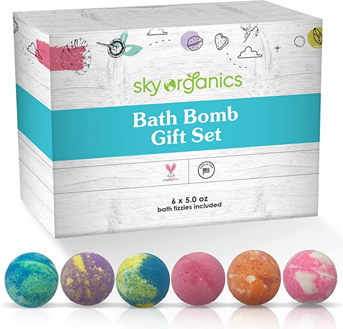 Sky Organics Bath Bomb Gift Set for Body to Soak, Nourish & Relax, 6 ct.