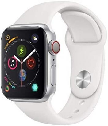 Apple Watch Series 4 (GPS, 40MM) - Silver Aluminum Case with White Sport Band (Renewed Premium)
