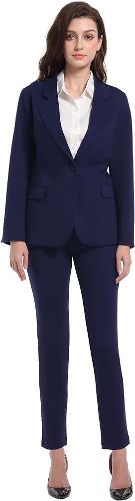 V VOCNI Women's Suits 2 Piece Set Office Business One Button Slim Fit Blazer Pants Suit Set Dressy Casual Workwear Outfits