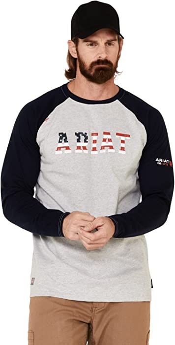 ARIAT Men's Flame Resistant Baseball Logo Crewwork Utility Tee Shirt