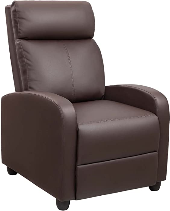 Devoko Recliner Chair Home Theater Seating Pu Leather Modern Living Room Chair Furniture with Padded Cushion Reclining Sofa Chairs (Brown)