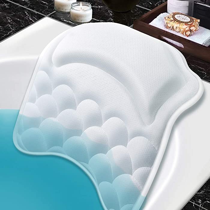 Beautybaby Bathtub Spa Pillow Bath Pillows for tub, with Non-Slip 8 Large Strong Suction Cups, Free Machine Washable Bag