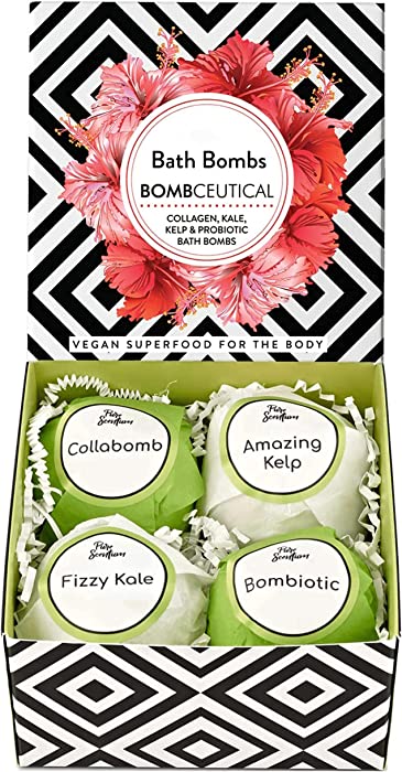 Pure Scentum Bombceutical - Bath Bombs for Women - Soothes Acne, Dermatitis, and Eczema - Relaxing Bath Bomb Gift Set for Women with Kale, Kelp, Collagen, and Probiotic to Nourish the Skin