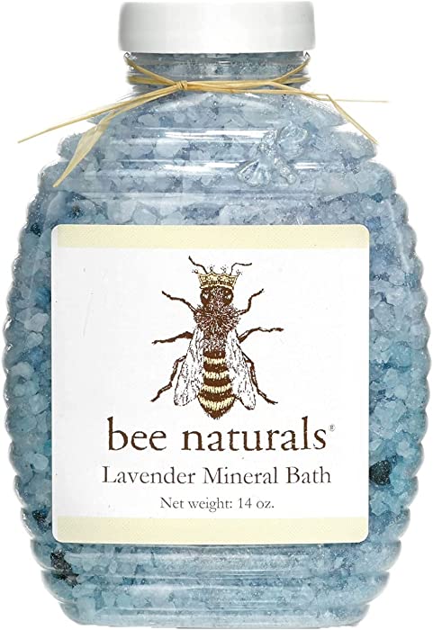 Bee Naturals Lavender Epsom Salt - 14 Ounces - Epsom Salts for Soaking for Pain Relief, Workout Recovery, Better Sleep, and Smooth Skin - GMO-Free Bath Salts with Natural Essential Oils