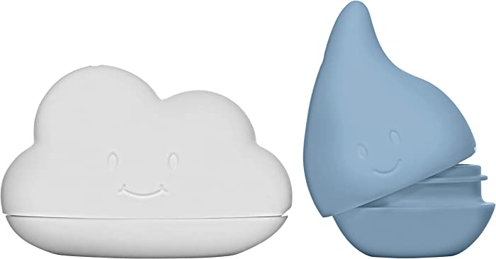 Ubbi Muted Color Cloud and Droplet Bath Squeeze Toys, Baby Bath Accessory, Water Toys for Toddler Bath Time Play