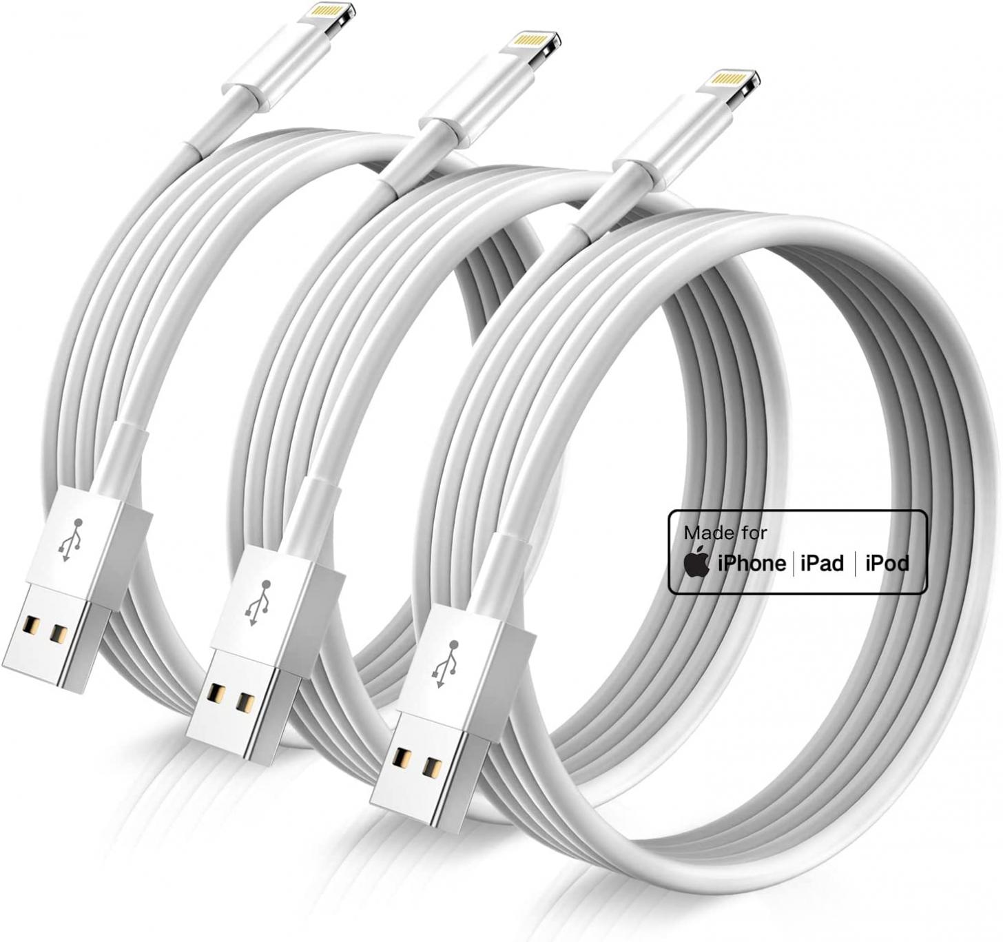 iPhone Charger Cord Lightning Cables, Original 2022 Upgraded [3Pack 6ft] Apple MFi Certified USB A Charging Cable for iPhone 13 12 11 Mini Pro XR Xs Max X SE 8 7 6 Plus iPad iPod AirPods - White